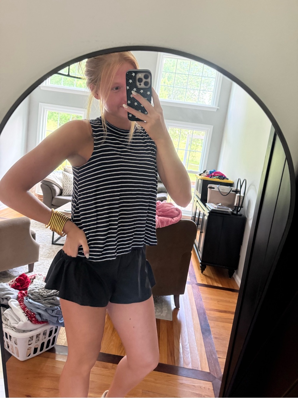 Sleeveless Black & White Striped Tank Top - Casual Women’s Top